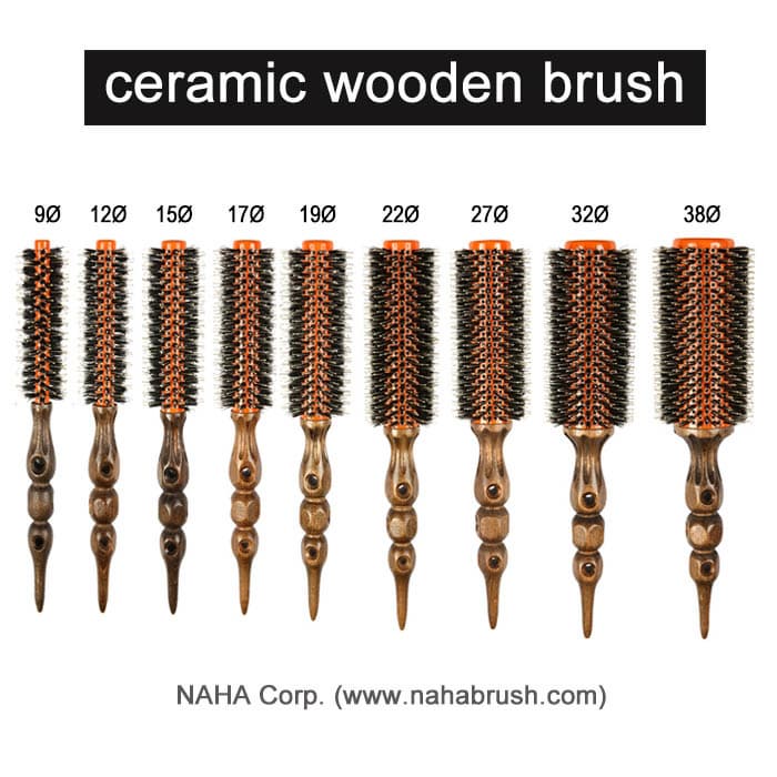 Ceramic Wood Round Hairbrush_W11