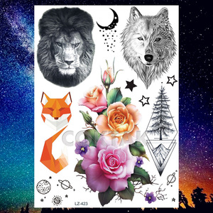 COKTAK HOT Customized Wolf Temporary Tattoos Stickers For Women Kids Men Body Art Waterproof Tattoo Paper Planet Face Jewels