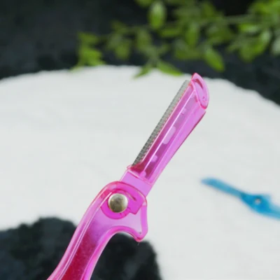 Colorful Foldable Eyebrow Trimmer Safety Plastic Eyebrow Knife