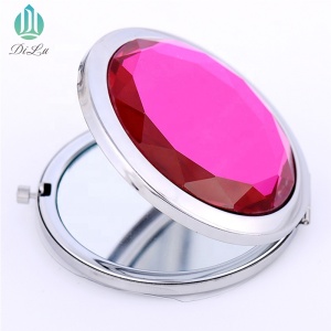 DILU Hot Sale Fashion Folding Gold Double Sided Round Crystal souvenir Compact MakeUp Pocket Vanity Mirror
