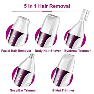 Electric Ladies Washable Hair Removal Trimmer 5 in 1 Epilator With Callus Remover