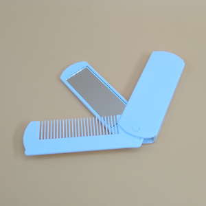 plastic hotel travel folding hair comb with mirror