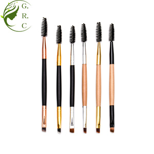 Private Label Eco Kabuki Gold Makeup Tools Display Duo Double Dual Sided Ended Hair Single Angle Eyelash Spoolie Eyebrow Brush