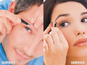 Professional Eyebrow Tweezers Flat/Slanted Tip Black Color