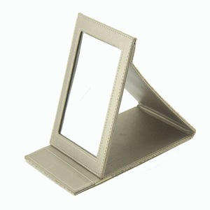 table stand foldable cosmetic mirror made of ramie cotton fabric