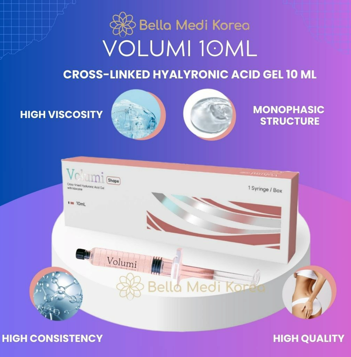 VOLUMI 10ML, Cross-Linked Hyalyronic Acid Gel, Filler for face and body