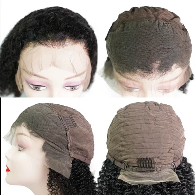 Wholesale Cheap Remy Brazilian Woman Natural Curly Virgin Human Hair Full Lace Front Bob Wig