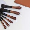Custom Logo 6Pcs Travel Makeup Brush Set with PU Leather Pouch Mini Wooden Handle Cosmetic Brushes Wholesale OEM/ODM