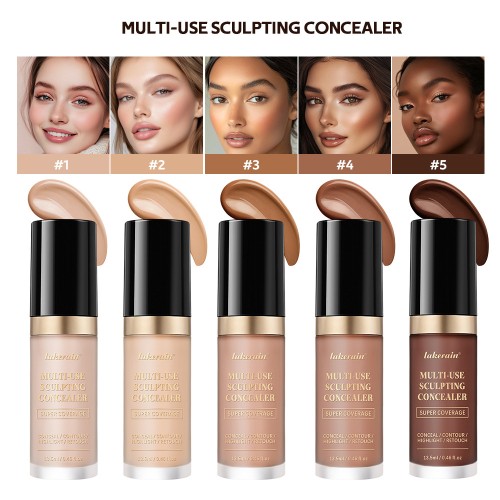 Lakerain Multi‑purpose Liquid Concealer Full Coverage Lightweight Waterproof Oil Control Face Makeup Wholesale Private Label Custom Logo Low MOQ