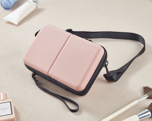 Travel Portable 8-Inch Pink Color Hard-Shell PP Cosmetic Bag Makeup Case