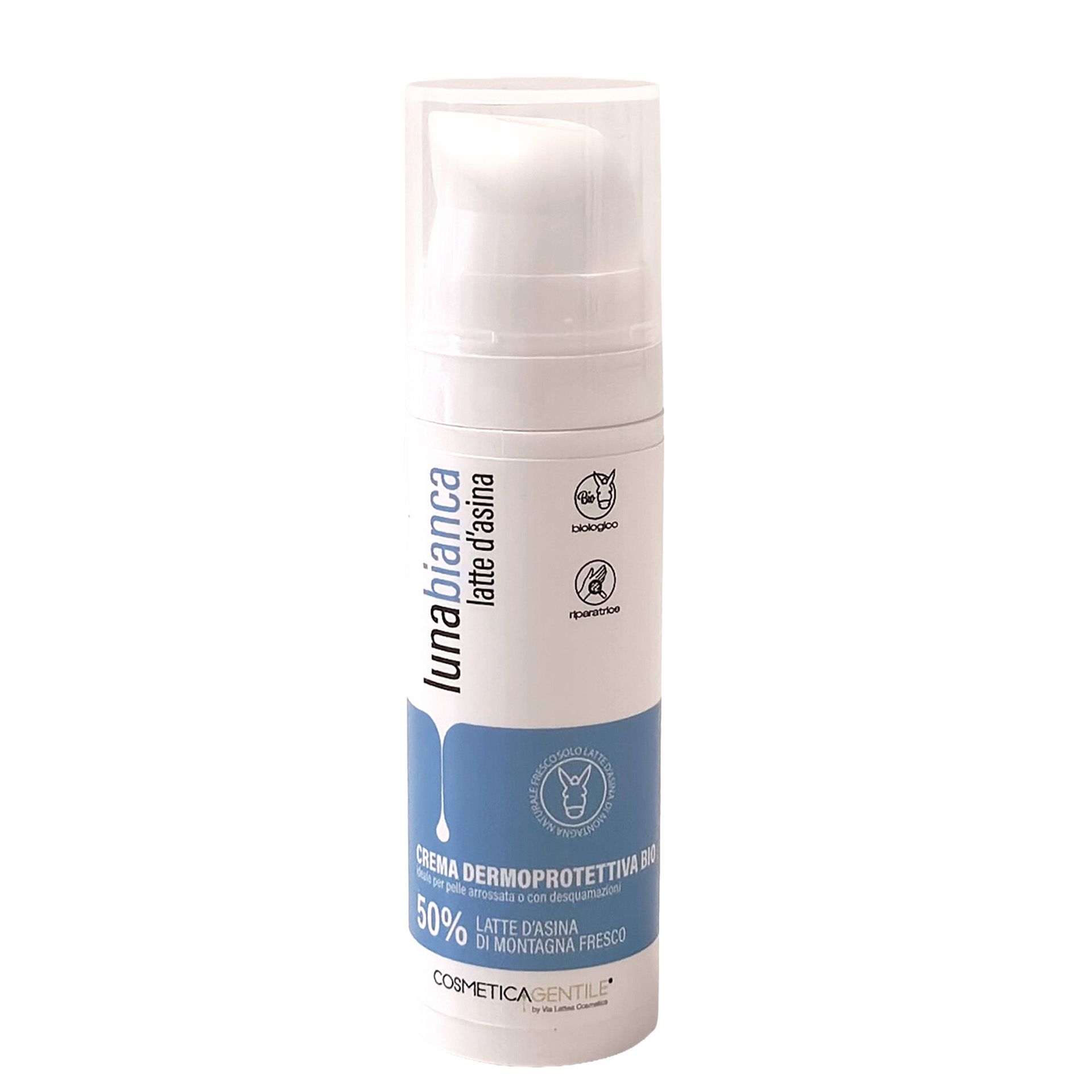 lunabianca 50% Donkey Milk Barrier Repair Cream with Zinc Oxide – Fragrance-Free Soothing Cream for Sensitive Skin, Made in Italy, 30 ml
