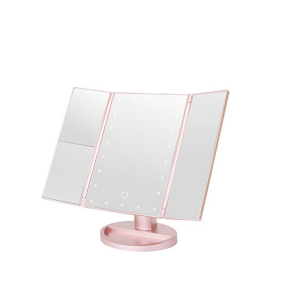 22 Light Touch Screen LED Makeup Tri-fold Mirror Table Desktop Vanity Magnifying Mirrors 3 Folding Adjustable Mirror