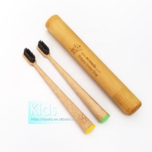 Adult/Kids Custom Logo Vegan Biodegradable Bamboo Wood Toothbrush Travel Kit