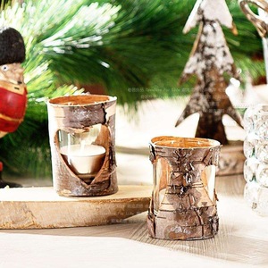 birch bark cylindrical flower pot for wedding supplies