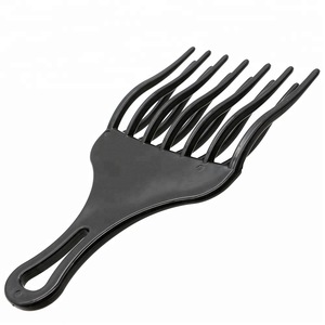 Black Plastic Insert Wave Hair Extension Hairdressing Afro Pick Fork Comb For Kinky Curly Hair Styling Tools