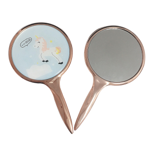 Cosmetic mirror Handheld hair mirror single side mirrors with printed unicorns