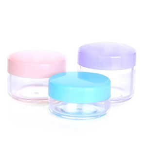 Cosmetic PS Plastic Cream Jar Transparent Jar with Colored Screw Cap 10g 15g 20g Cream Jar