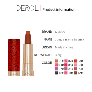 DEROL Jungle Matte Lip Stick Wholesales OEM Private Label Multi Colors Makeup Cosmetics Lip Plumper