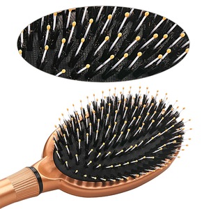 Factory OEM Logo Plastic Handle Oval Nylon Boar Bristle Hair Brush