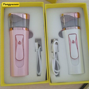 Handy professional mini mist sprayer nano ionic facial steamer with power bank function