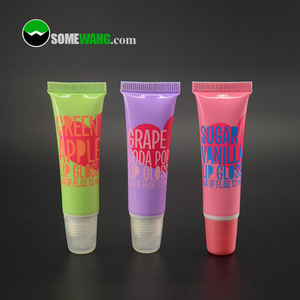 High quality empty lip tube PE plastic cream cosmetic tube with screw cap/ flip top cap.