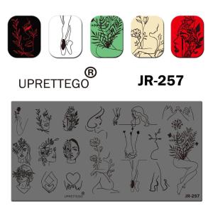 JR251-260 Template Butterfly Abstract Sketch Mother day Leaf Flower Pigtail Nail Tool 2020 Stainless Steel Stamping Plate