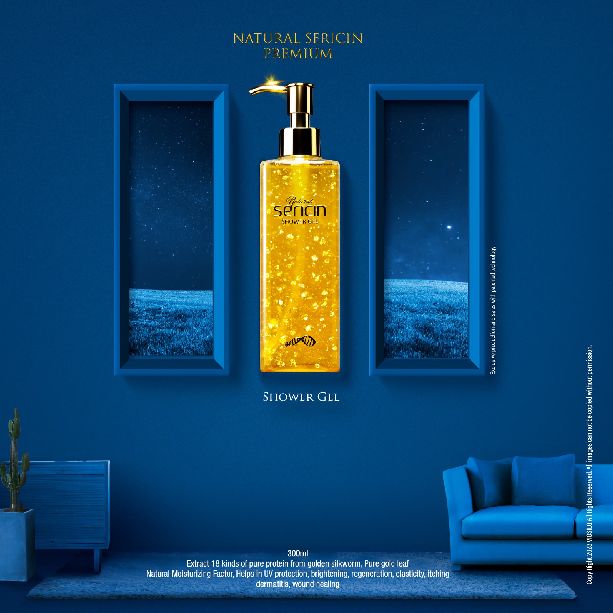 Natural Golden Silk Sericin Shower Gel 