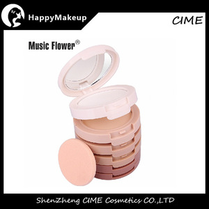 New 5 colors Kit Compact Puff Cake Mineral Face Powder Foundation Attached With A Fine Powder Puff