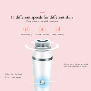 Rechargeable Face Brush Skin Cleansing Waterproof 360 Rotating 4 brush heads Electric Facial Cleansing Brush