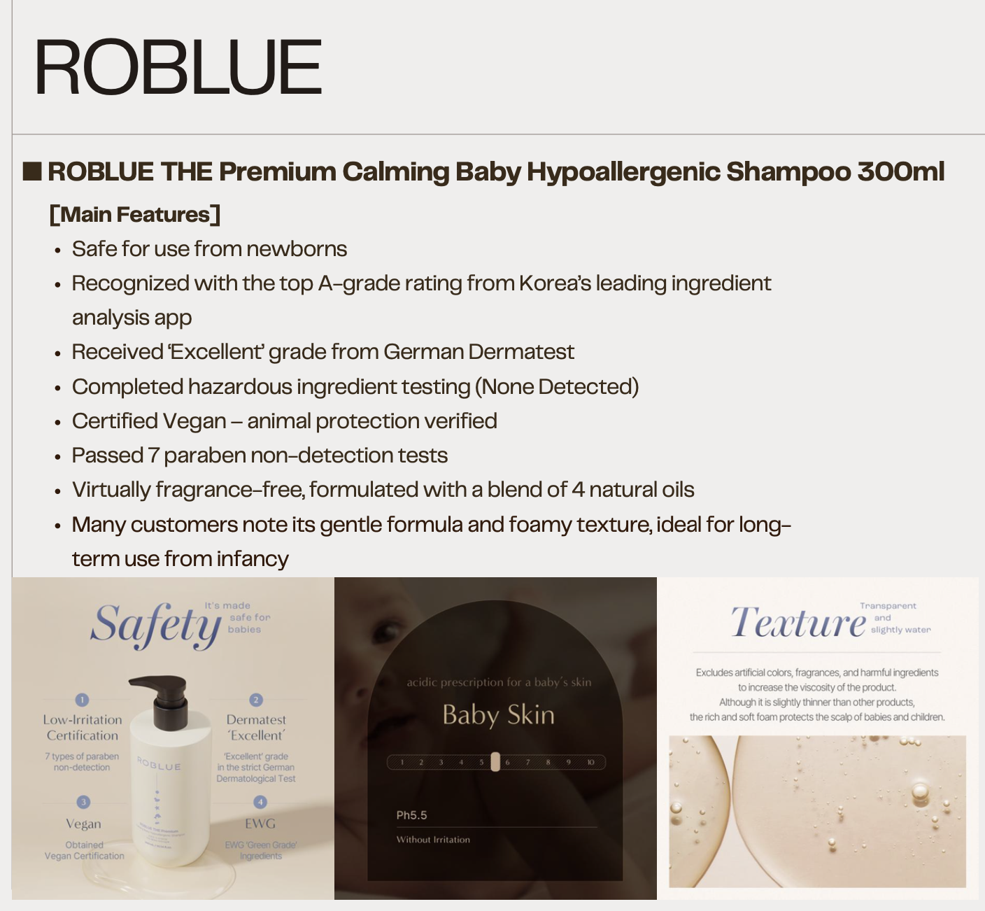 [ROBLUE] The Premium Calming Baby Hypoallergenic Shampoo