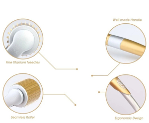 wholesale gold microneedle get skin system set micro needle 0.5mm 1mm titanium dermaroller 192 microneedling zgts derma roller