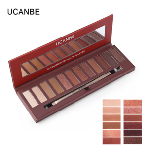 Wholesale UCANBE Brand Makeup 12 Colors Matte Molten Rock Heat Eyeshadow Palette Shimmer Smoky Eyes Shadow with Brush Set Smooth