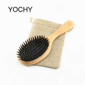 Wood Handle Hair Brush Natural Boar Fluffy Bristle Anti Loss Comb Hairdressing Barber Tool Teasing Bristle Salon Hairbrush