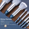 Custom Logo OEM 8Pcs Navy Blue Geometric Handle Cosmetic Brush Set with Envelope Clutch Bag Silver Ferrule Beauty Tools Manufacturer