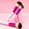 Custom Logo OEM 2Pcs White Handle Makeup Brush Set with Metallic Pink Ferrule Hanging Retail Display Box Cosmetic Tools Manufacturer