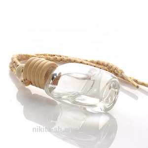 10ml Car Diffuser Bottle Car Perfume Bottle With Wood Cap Hanging Corded Rope for Empty Car Air Freshener  (CG20)