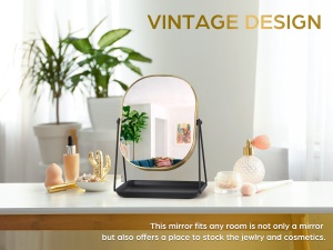 2021 New Style Vanity Mirror Square Black Table Mirror Gold Color Storage Mirror with Organizer