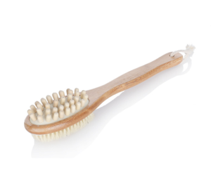 Bamboo Bath Brush for Back Scrubber,Wooden Brush with Long Handle for Exfoliating Skin & Wood Beads for Massage