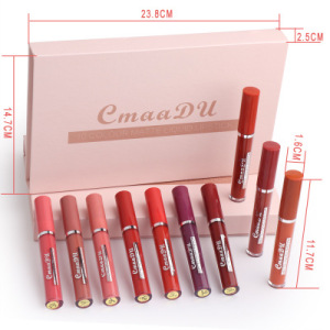 CmaaDU 10 sticks/box lip gloss non-stick cup lasting waterproof and non-fading matte  lipstick