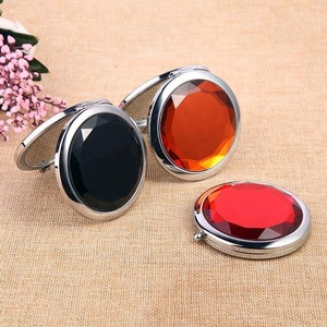 Custom Portable Folding Crystal Small Mirror Compact Pocket Makeup Mirror With Gift Box Packing