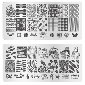 Custom XY-J series 6*12cm nail art stamping plates rectangle nail art stamp plate