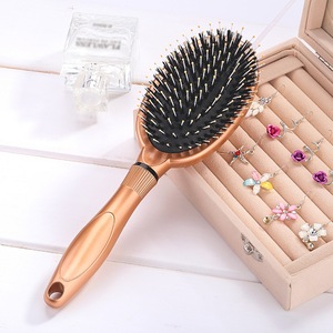 Factory OEM Logo Plastic Handle Oval Nylon Boar Bristle Hair Brush