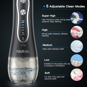 H2ofloss 2021 new arrival denal jet with 7 types nozzles choices cordless teeth irrigator 300ml water flosser