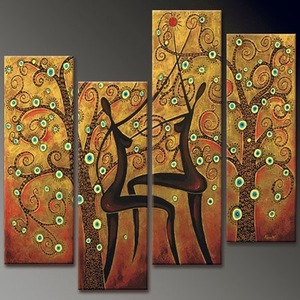 Woman Photo 4pcs Panel Sport Styles Factory Supply Group Oil Painting