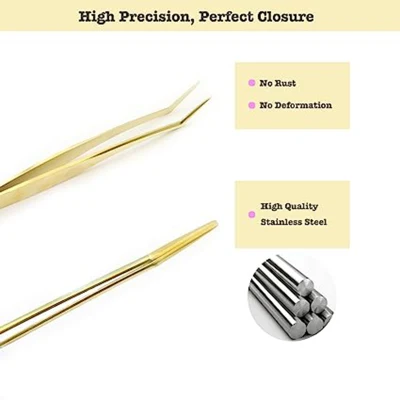 Lash Tweezers for DIY Eyelash Extension Supplies Safe Curved Tweezers