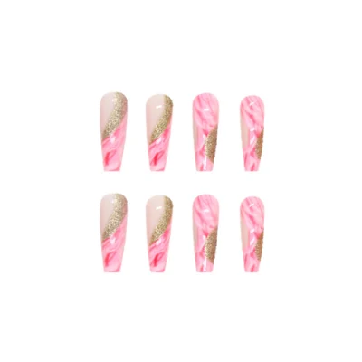 Long Coffin-Shaped Rainbow Ballerina Nail Tips Full Cover False Nail Artificial Designed Press on Nails 24PCS/Set