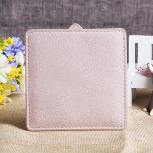 Mini Pocket Mirror  Square Travel Cosmetic Mirror With Leather Pouch