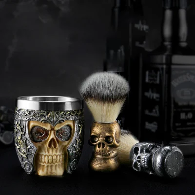 Shaving Beard Brush Skull Hair Shave Metal Handle Razor Brush