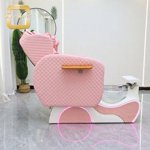 Pink Quilted Pedicure Spa Chair with Custom Massage Function and mist system for Beauty Salon Furniture