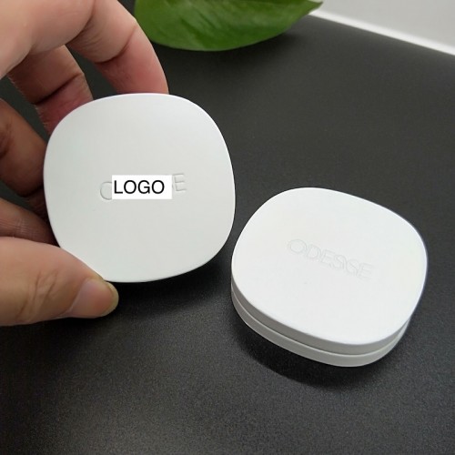 Customized Electroplating White Color Zinc Alloy Flip-top Magnetic Makeup Foundation Case Balm Box